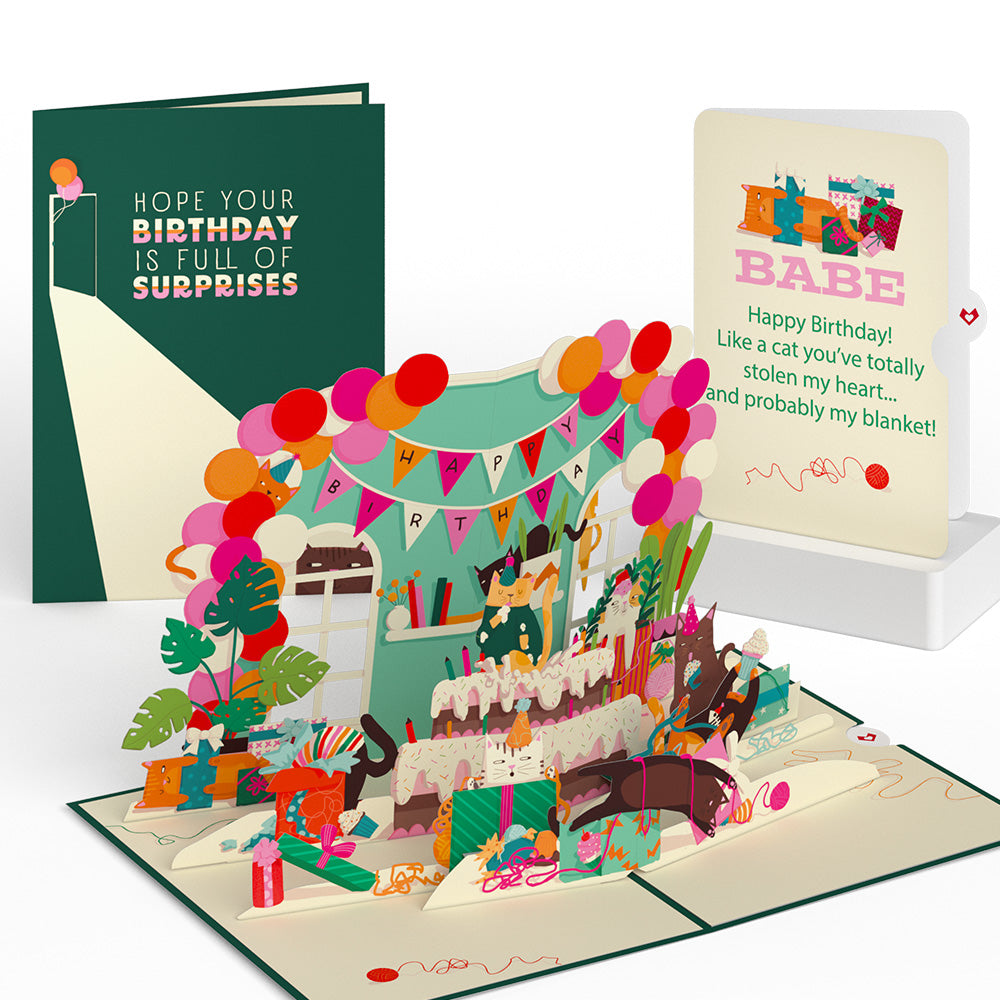 Party Cats Birthday Pop-Up Card and Sentiment Set for Babe、mySite、solidvoid