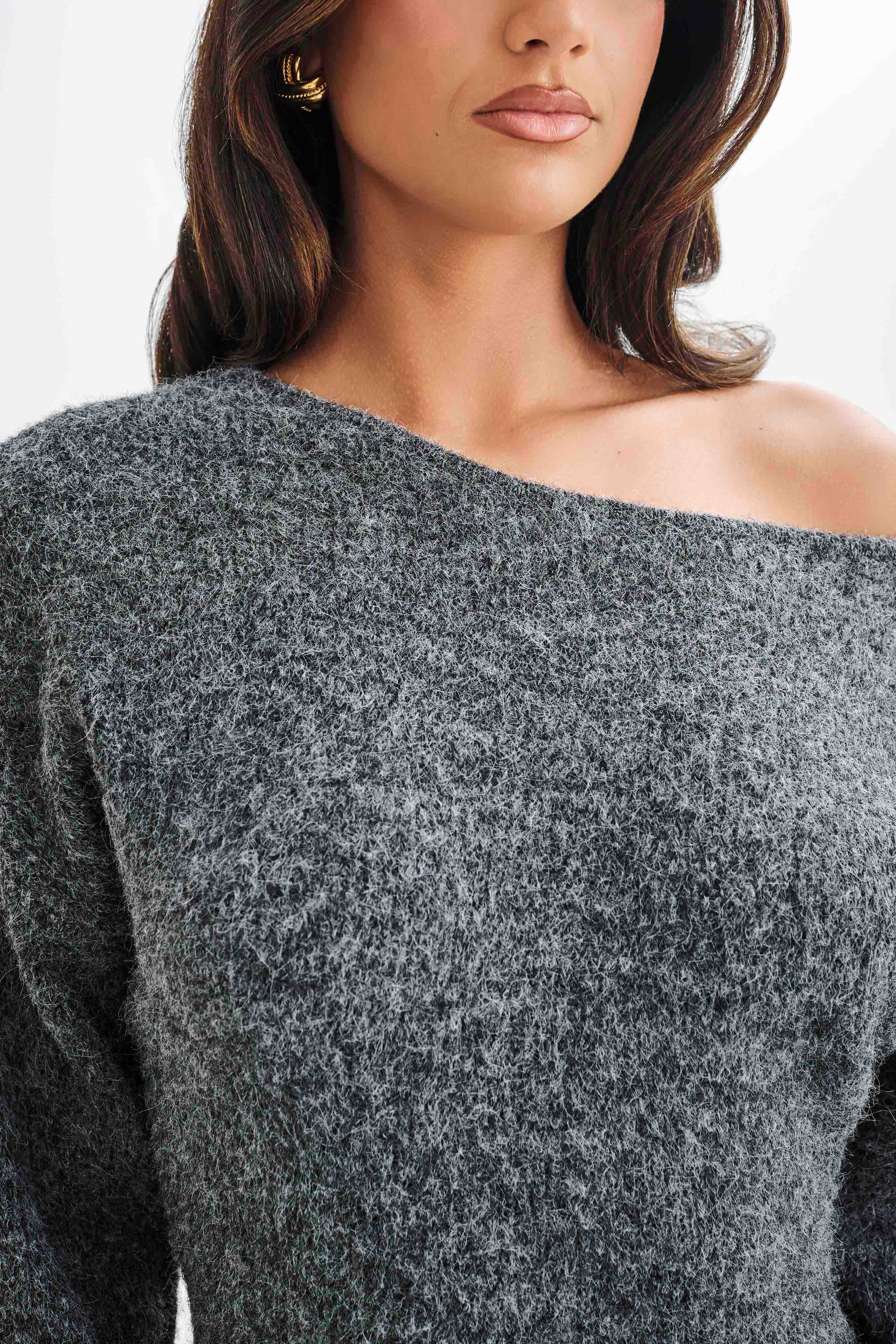 Rafferty Boat Neck Knit Mini Dress - Charcoal Marle、mySite、solidvoid