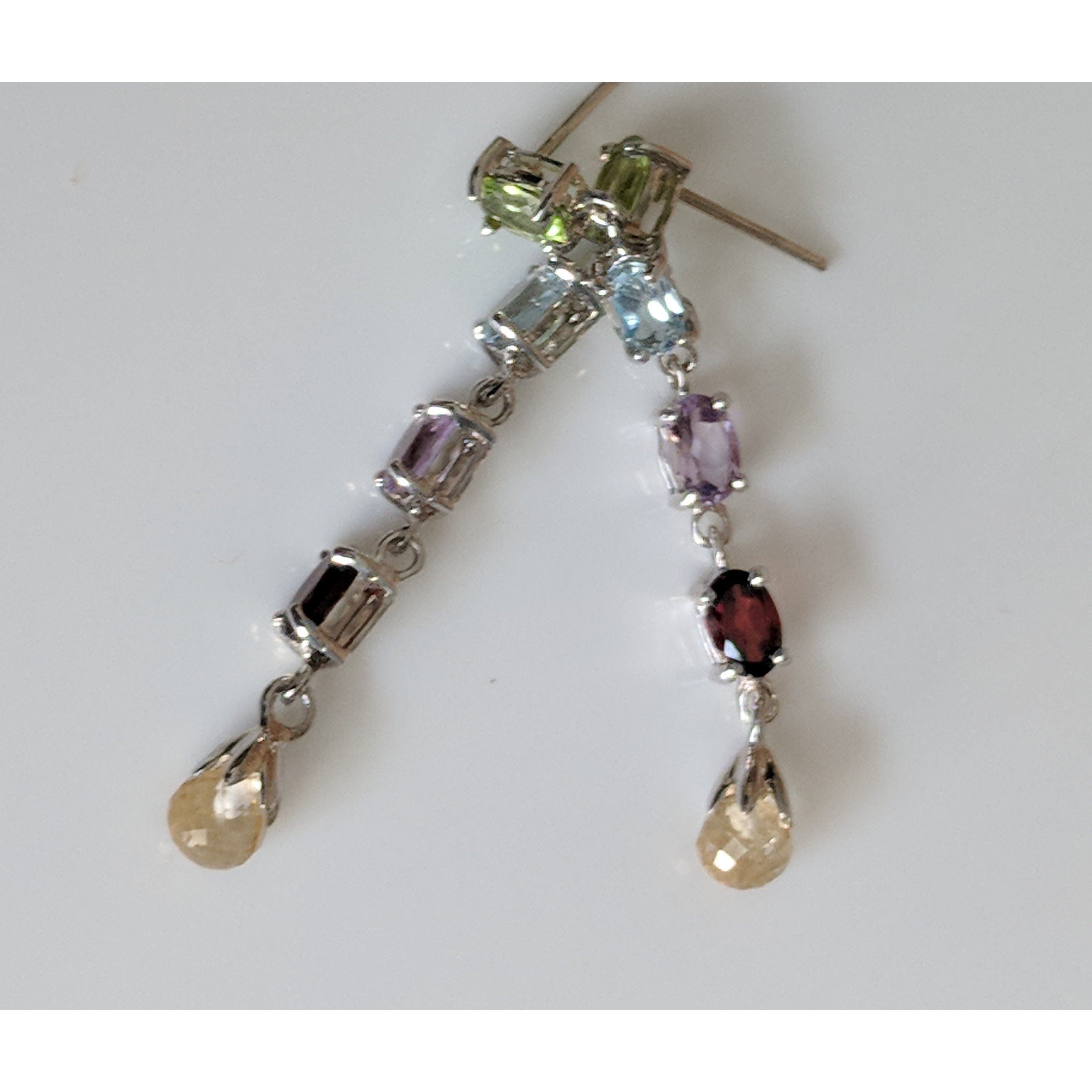 Multi Gemstone Earrings, Amethyst, topaz, garnet, citrine, peridot magnificent!、mySite、g9winljtr