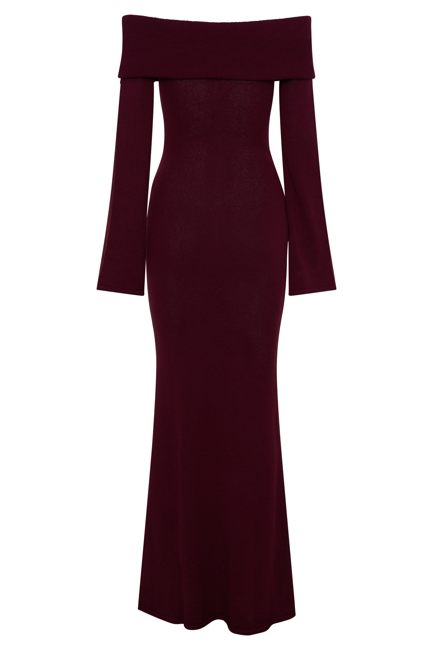 Cameron Off Shoulder Tie Maxi Dress - Merlot、mySite、solidvoid