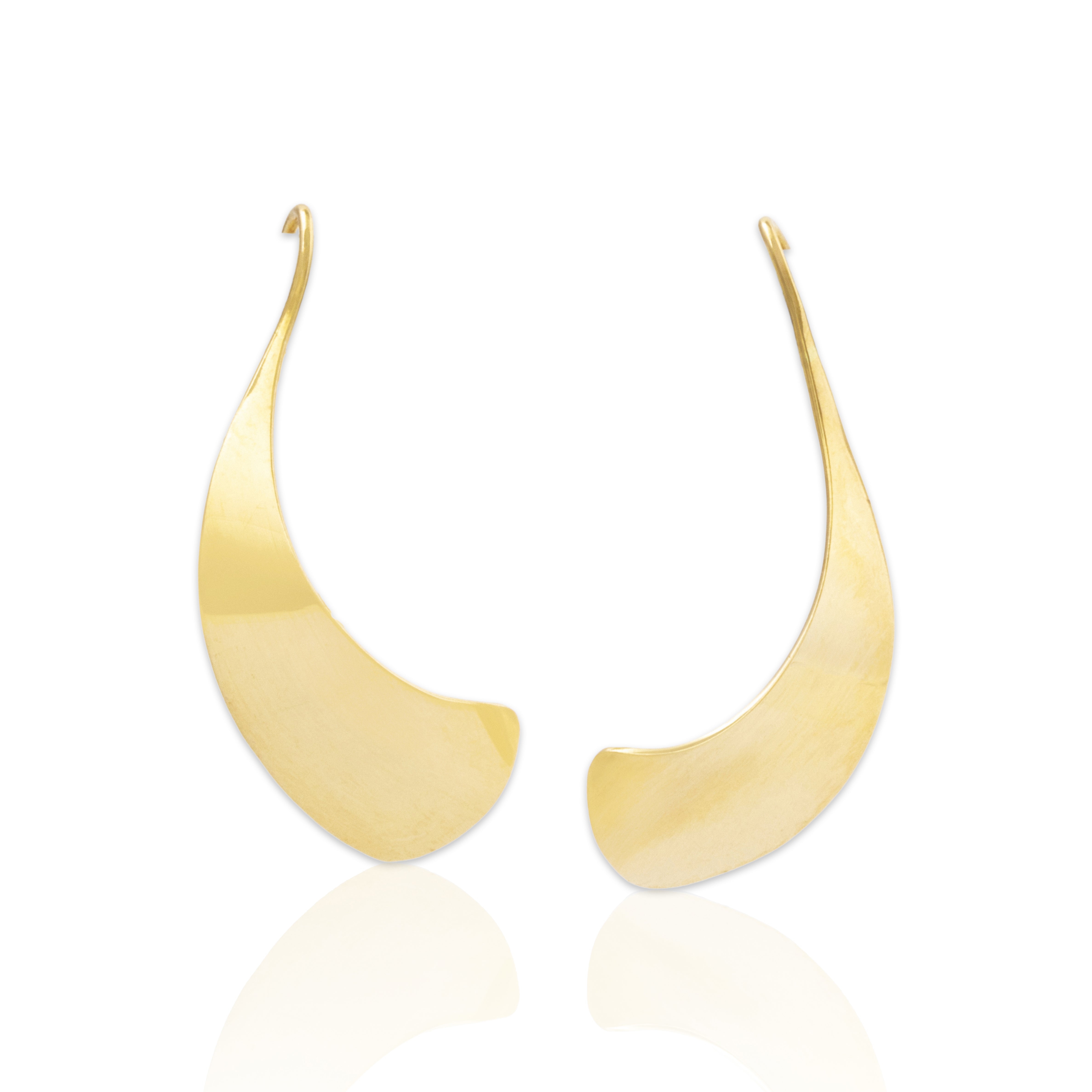 Vintage 14k Yellow Gold Modernist Swooping Earrings、mySite、hinf8tx79