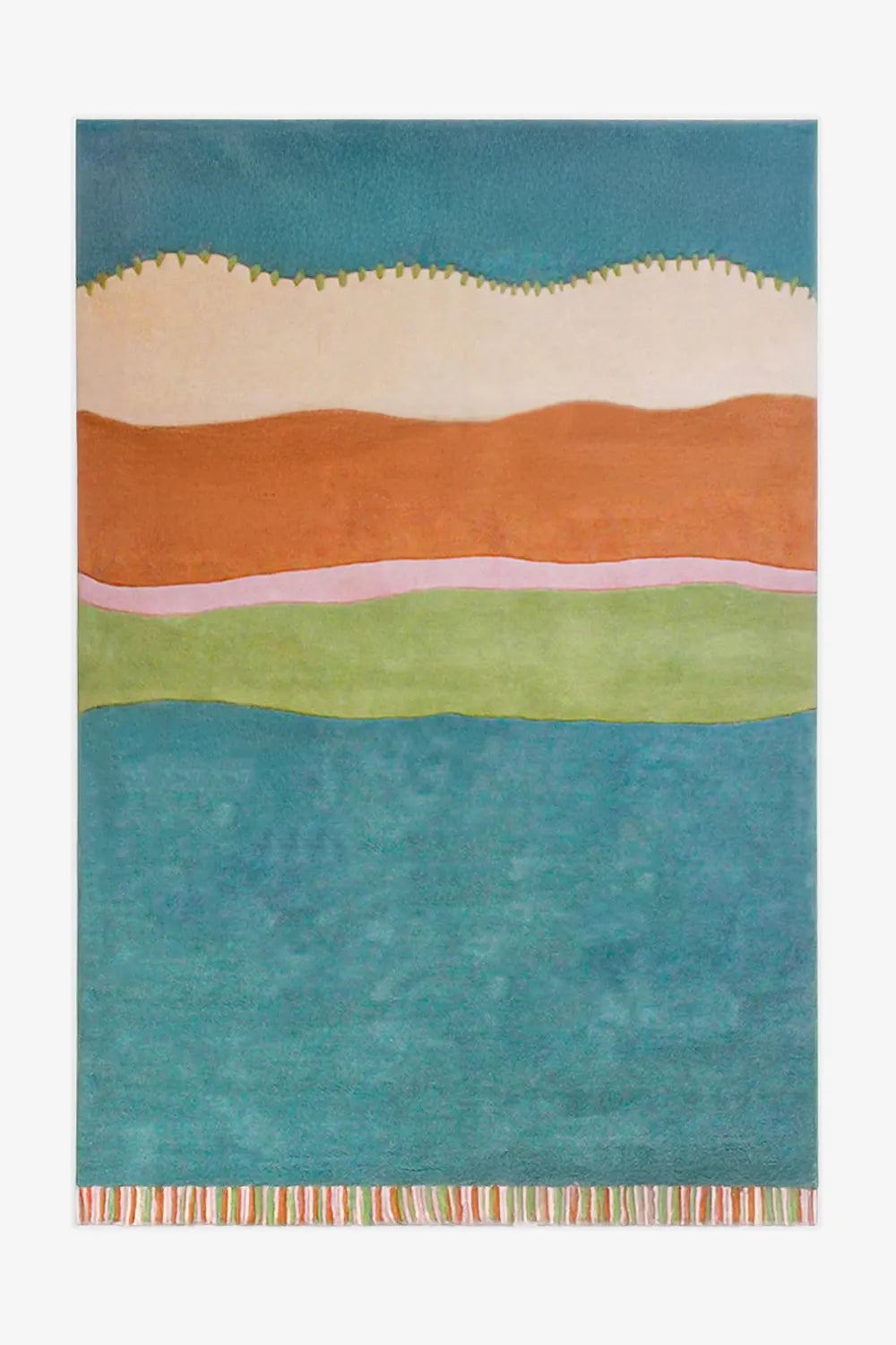 Stitched and Striped Teal Hand Tufted Wool Rug、mySite、gigharbornorthrealestate