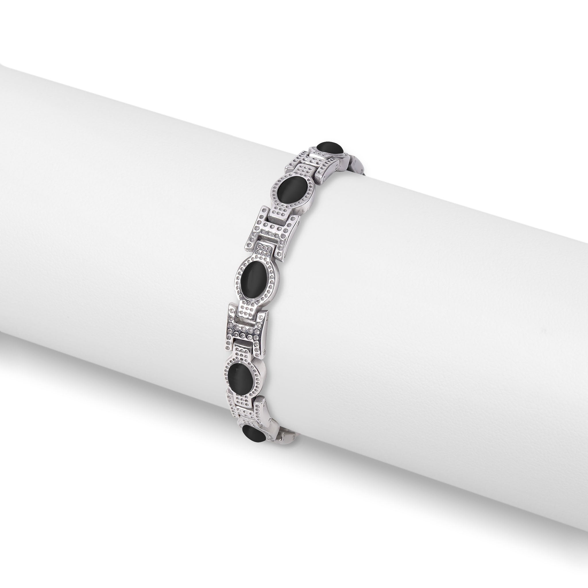 Stainless Steel Black Stone Magnetic Bracelet / MBL0039、mySite、dreamappss