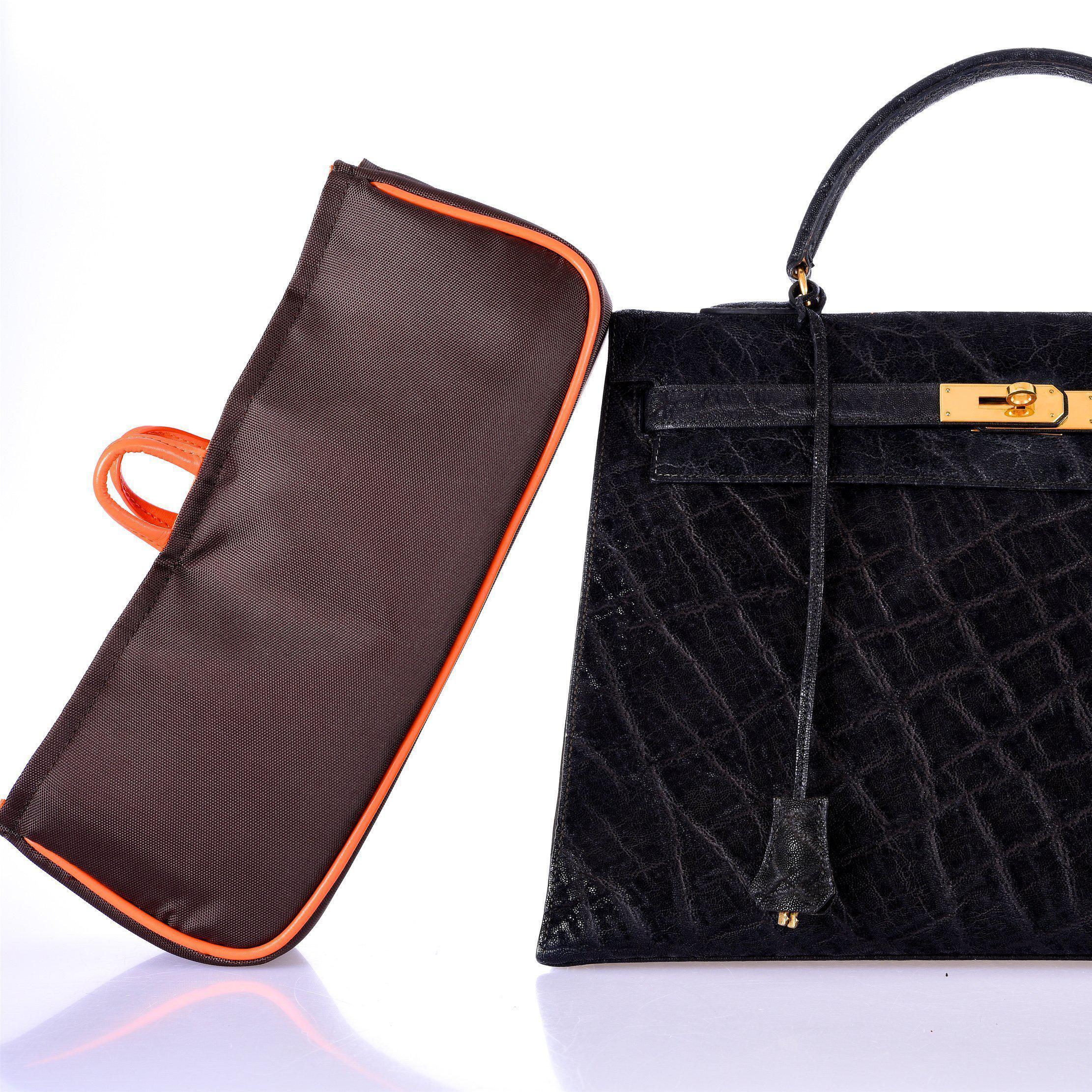 Hermès Kelly 35 Sellier Black Elephant Hide Gold Hardware、mySite、garminoutage.com