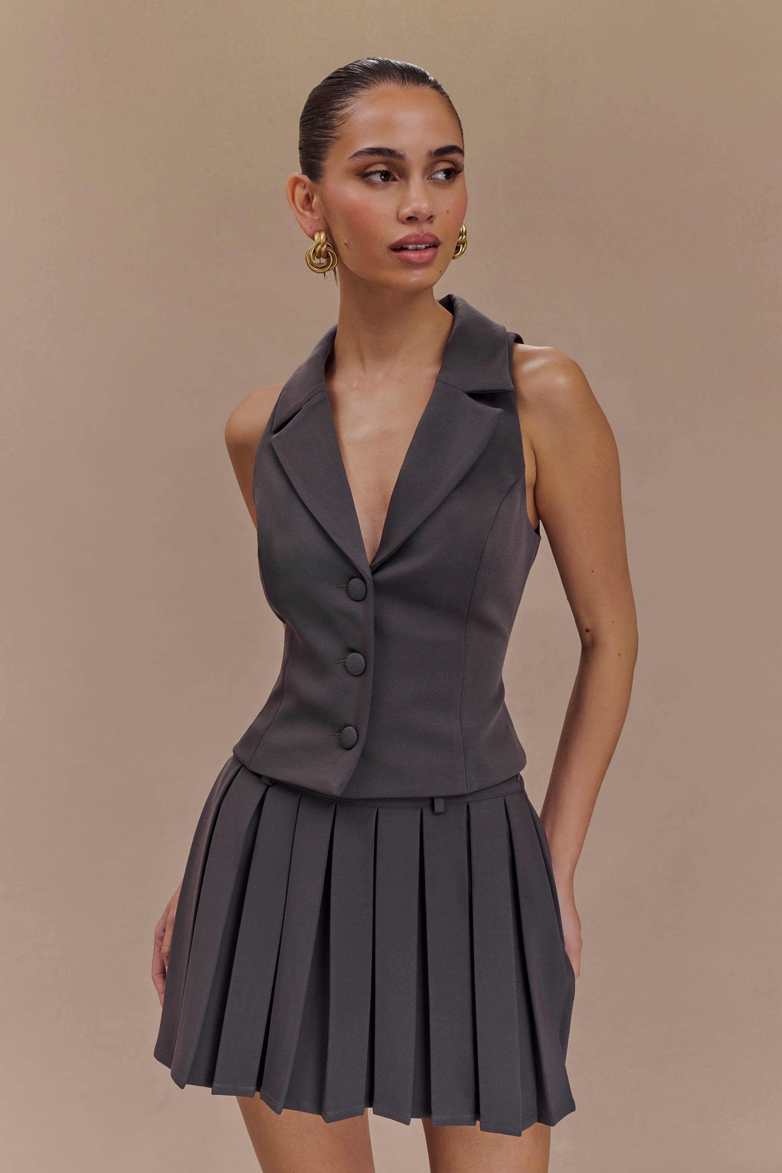 Mura Suiting Vest - Charcoal、mySite、solidvoid