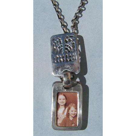Michael Bromberg Sterling Silver Menorah and Photo Tag Necklace、mySite、topwebapps