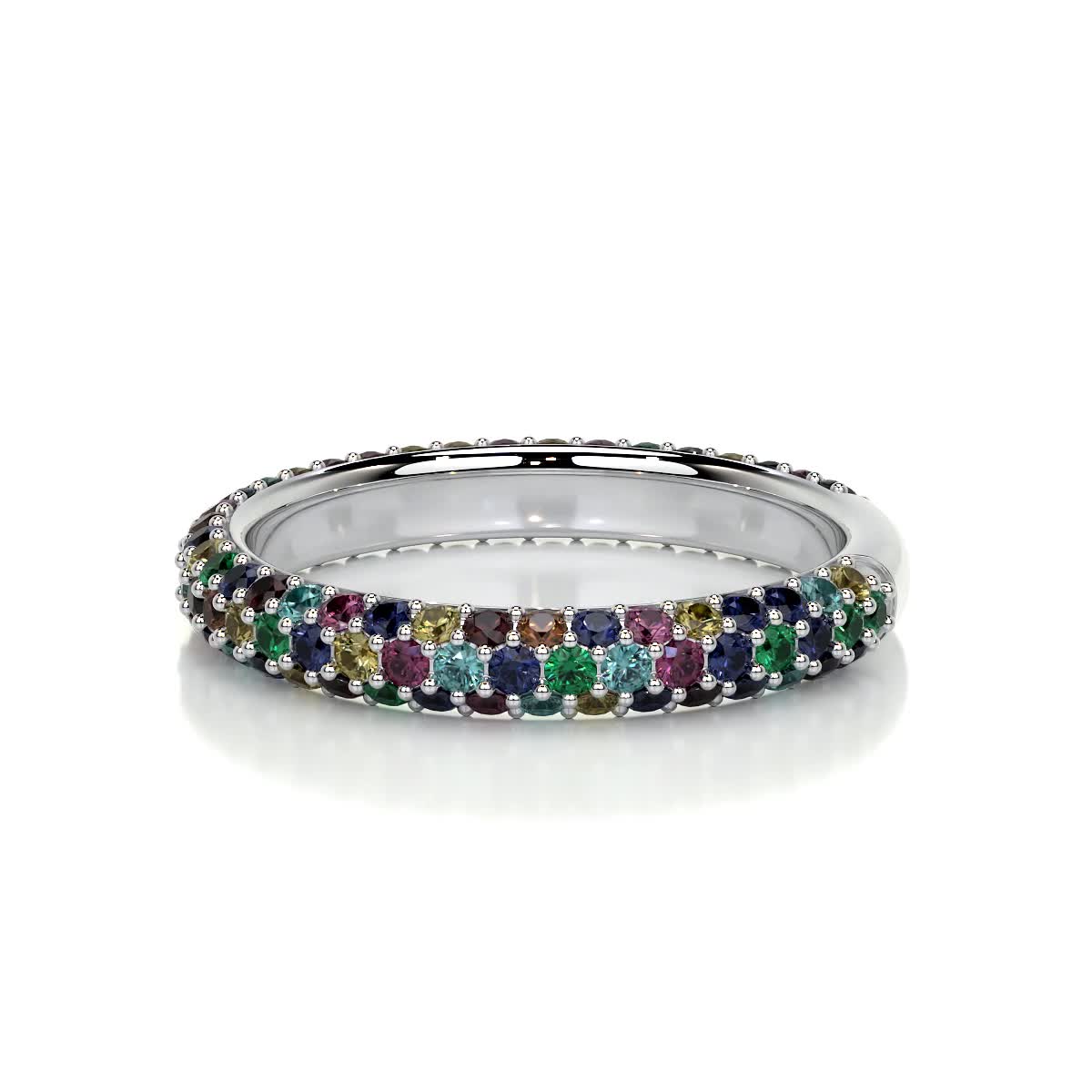 Emma Rainbow Gemstone Wedding Ring (1.25 Carat) -Platinum、mySite、hinf8tx79