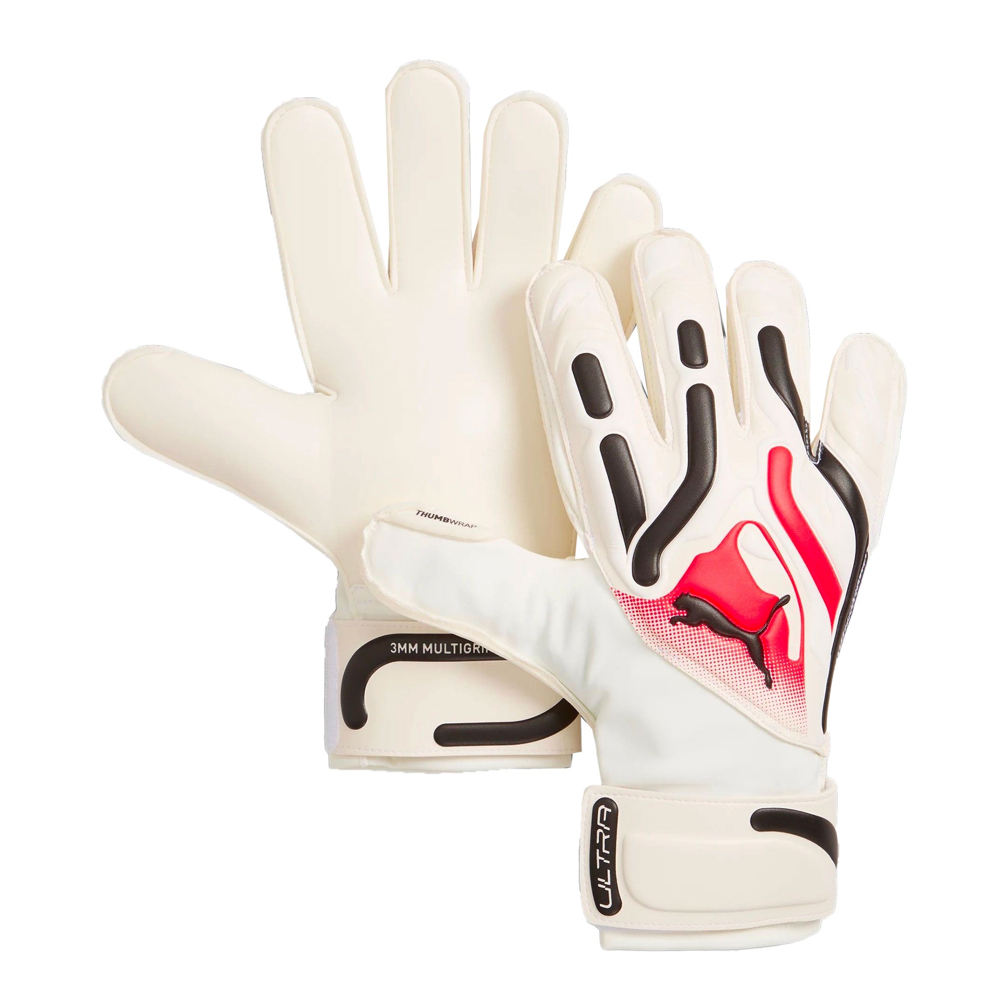 PUMA Men's Ultra Match Protect RC Fingersave Goalkeeper Gloves White/Red、mySite、bottomscart