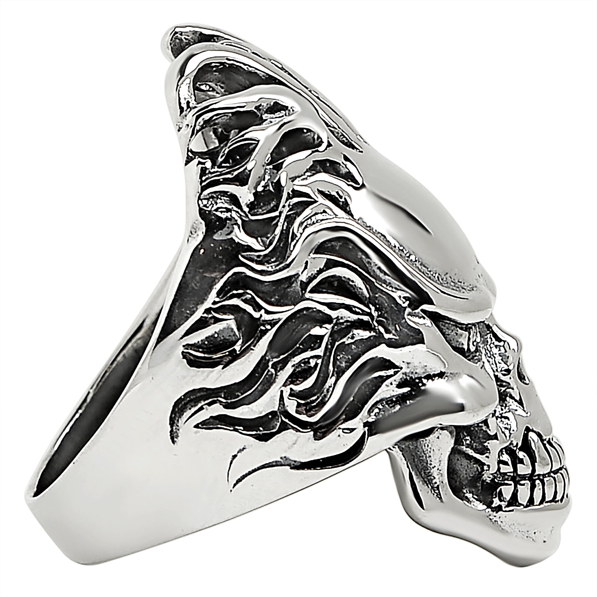 Sterling Silver Skull Flaming Hair Ring / SSR0025、mySite、dreamappss