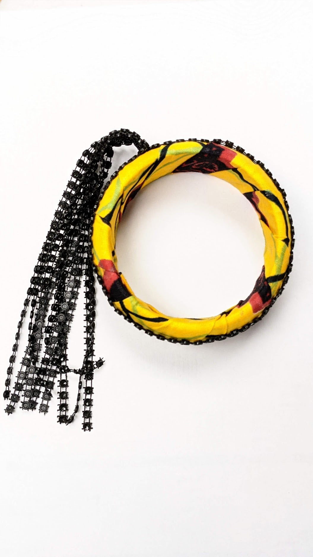 Golden Yellow Black Red African Print Bangle-DPJ390BL、mySite、solidvoid
