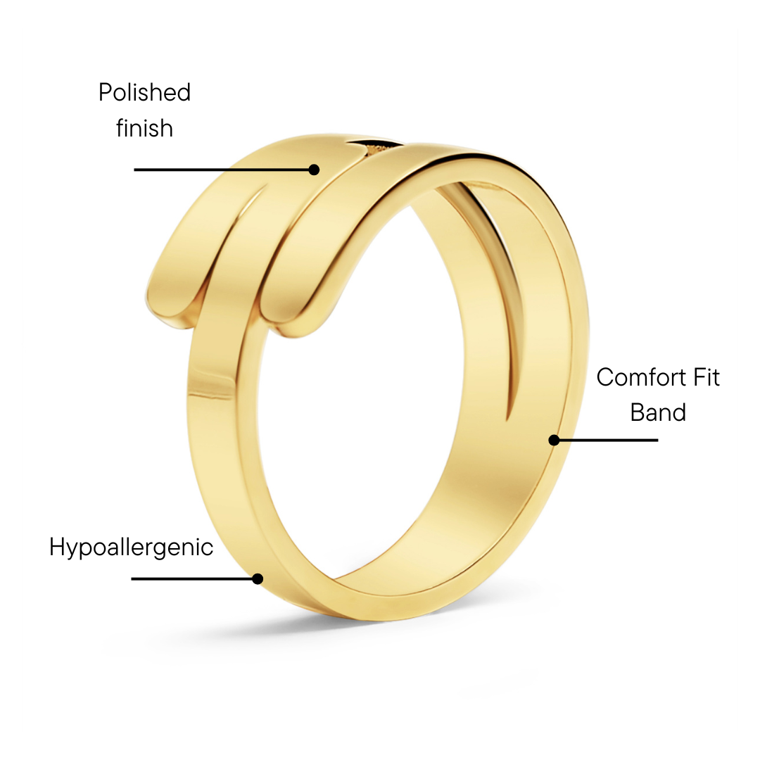 18K Gold PVD Stainless Steel Blank 3 Name Wrap Ring / ZRJ9018、mySite、dreamappss
