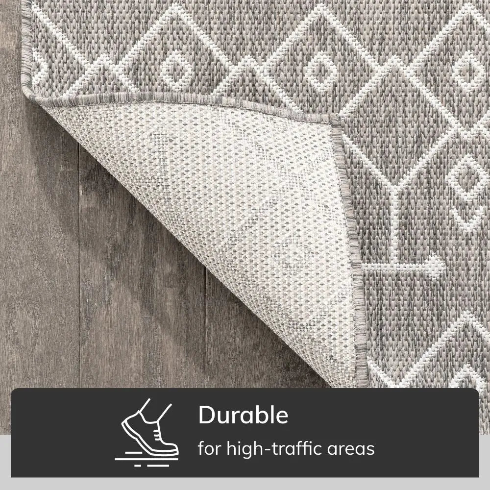 Nord Moroccan Tribal Indoor Outdoor Light Grey Flatweave Rug、mySite、gigharbornorthrealestate