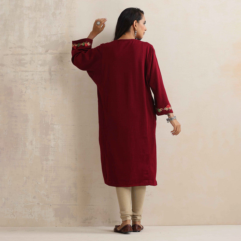Woolen Kurta For Women | Kashmiri Embroidered | Red、mySite、camillekostekn