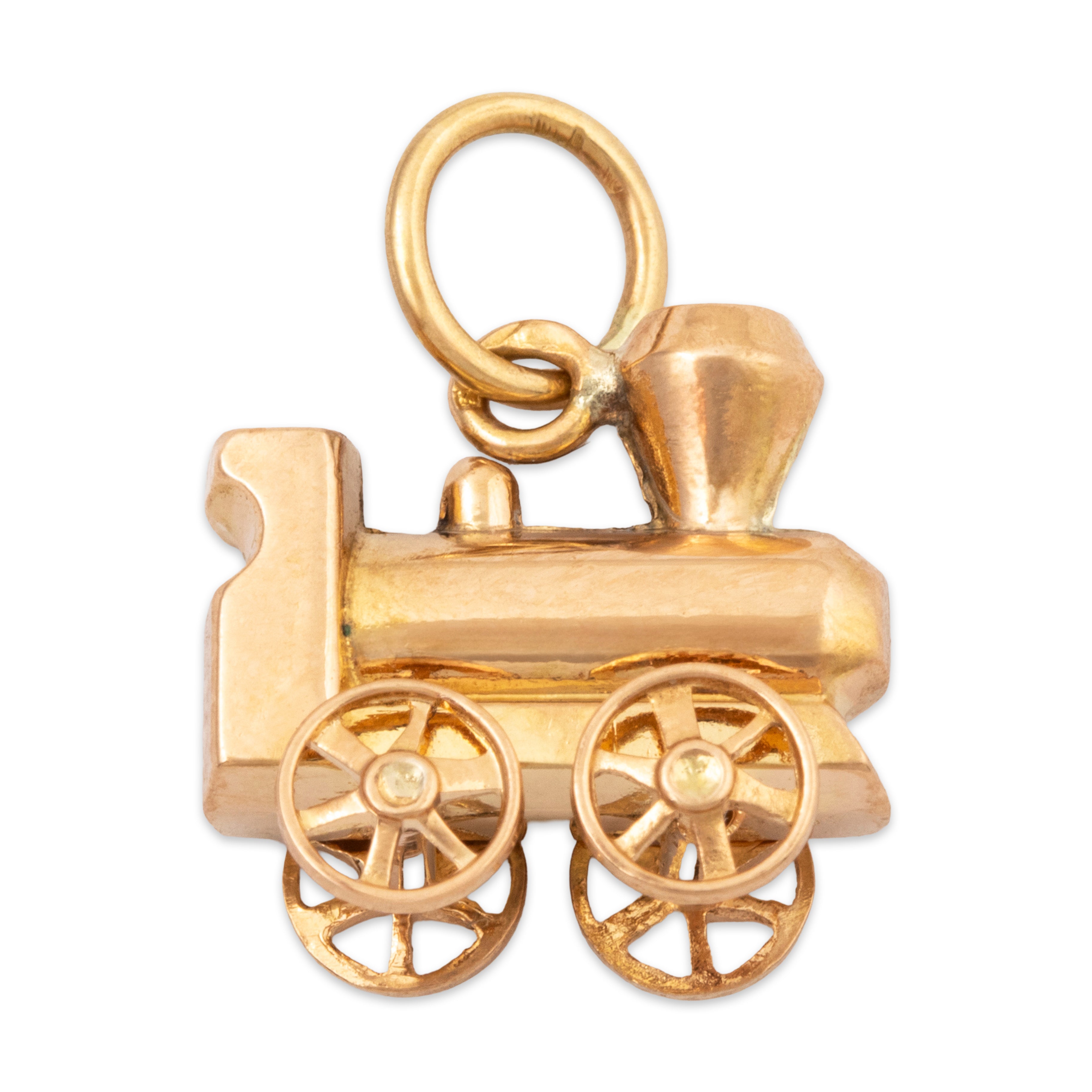 Vintage 18k Rosy Yellow Gold Articulated Train Charm / Pendant、mySite、hinf8tx79