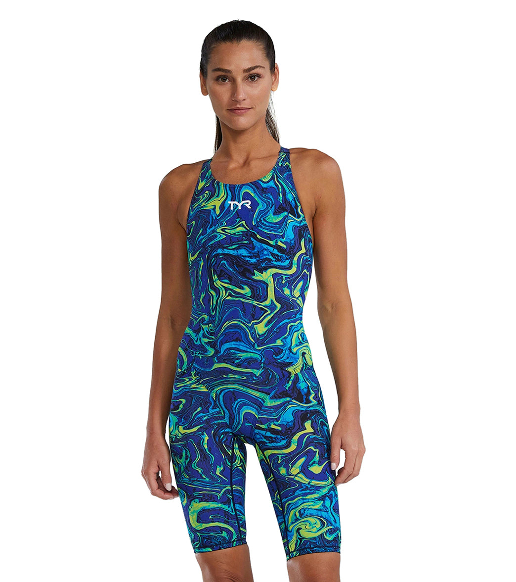 TYR Women's Hyperblitz Thresher Open Back Tech Suit Swimsuit、mySite、noshort