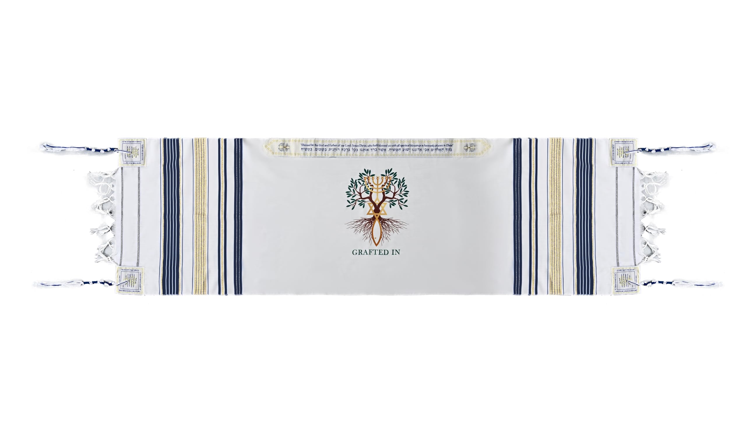  Holy Land Market Grafted IN - Messianic Christian Prayer Shawl/Tallit Prayer Shawl - Creation and Restoration Talit、mySite、elrpsem3k