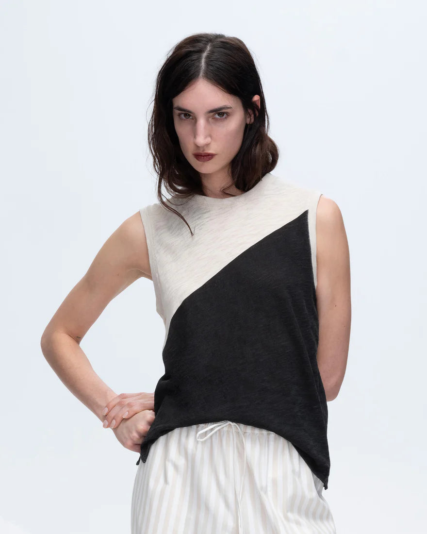 ATM Slub Jersey Sleeveless Schoolboy with Colorblock、mySite、noshort