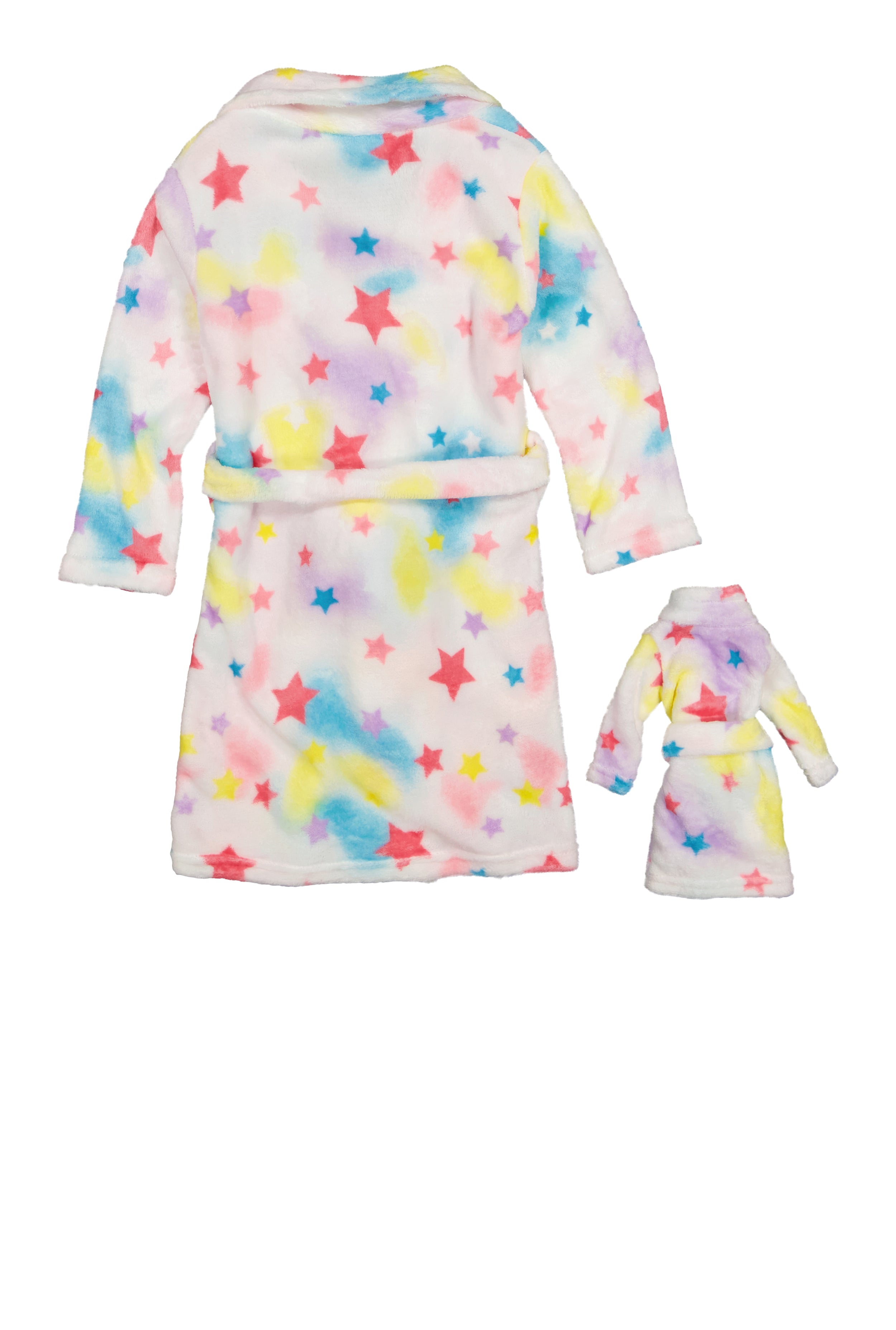 Girls Star Print Bath Robe with Matching Doll Robe、mySite、camillekostekn