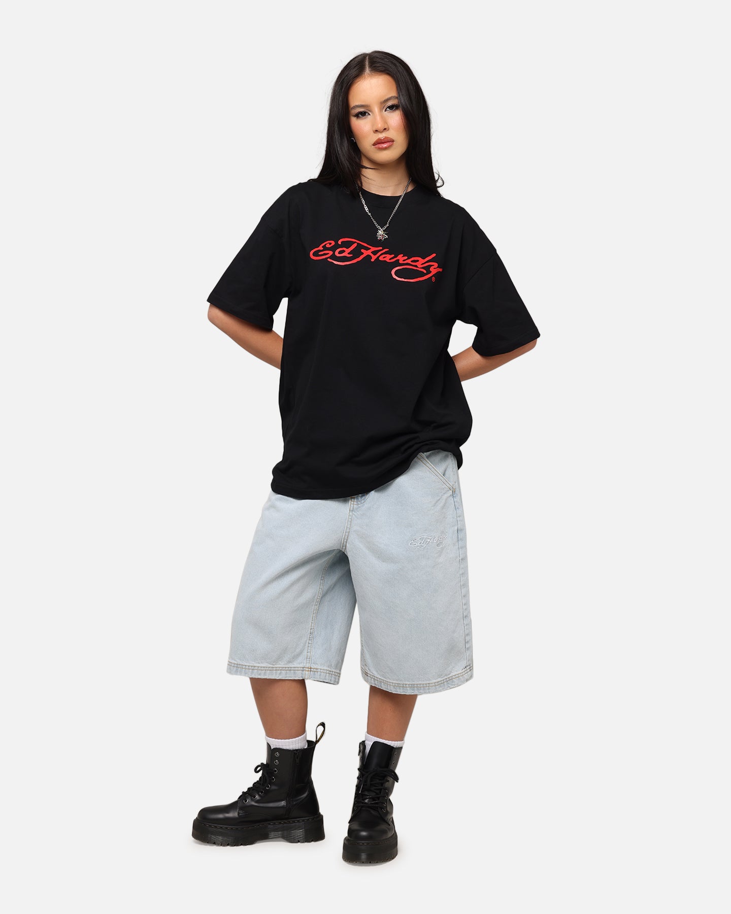 Ed Hardy Flourish Script T-Shirt Black、mySite、zt4zffjzw