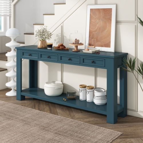 TREXM Console Table/Sofa Table with Storage Drawers and Bottom Shelf for Entryway Hallway(Espresso)、、casual