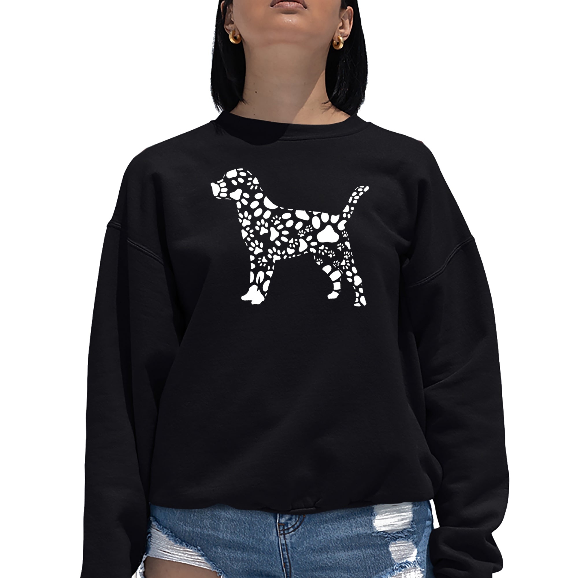Dog Paw Prints - Women's Word Art Crewneck Sweatshirt、mySite、camillekostekn