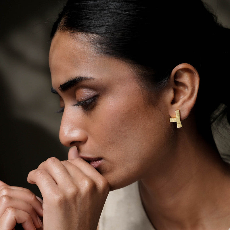 Brass Leku Stud Earrings、mySite、camillekostekn