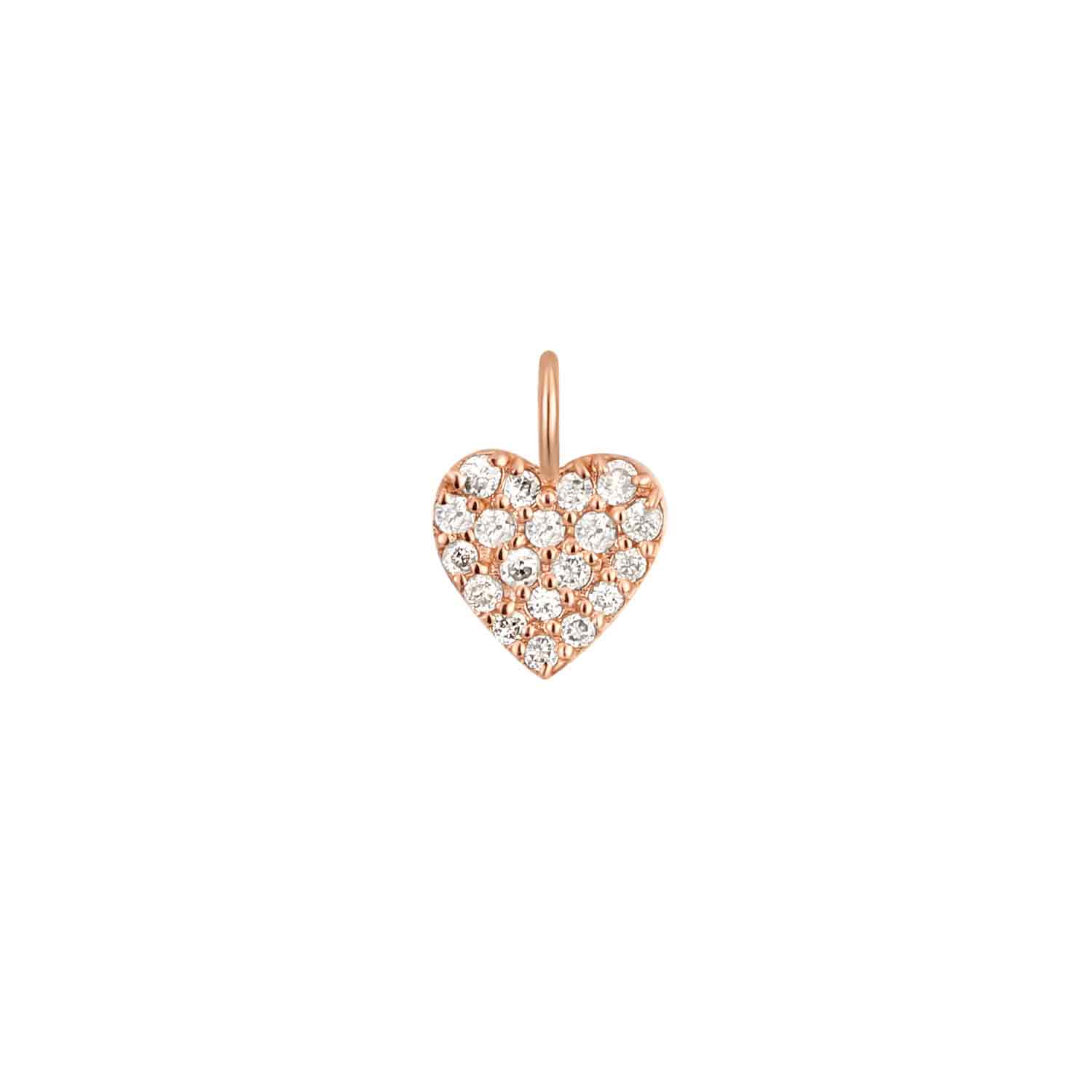 Permanent Jewelry 14K Solid Rose Gold Diamond Heart Charm / PMJ2001、mySite、dreamappss