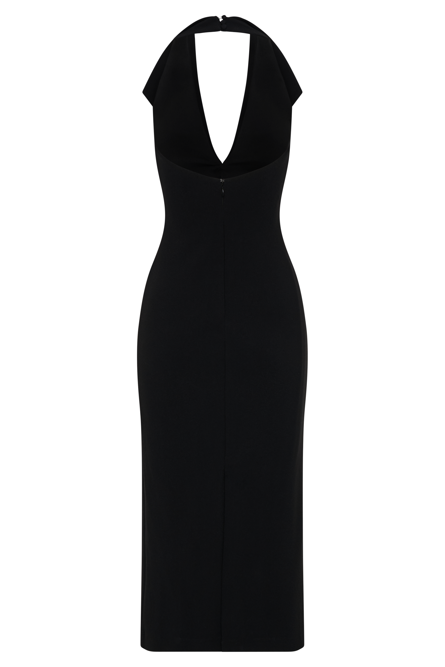 Annita Crepe Halter Midi Dress - Black、mySite、solidvoid