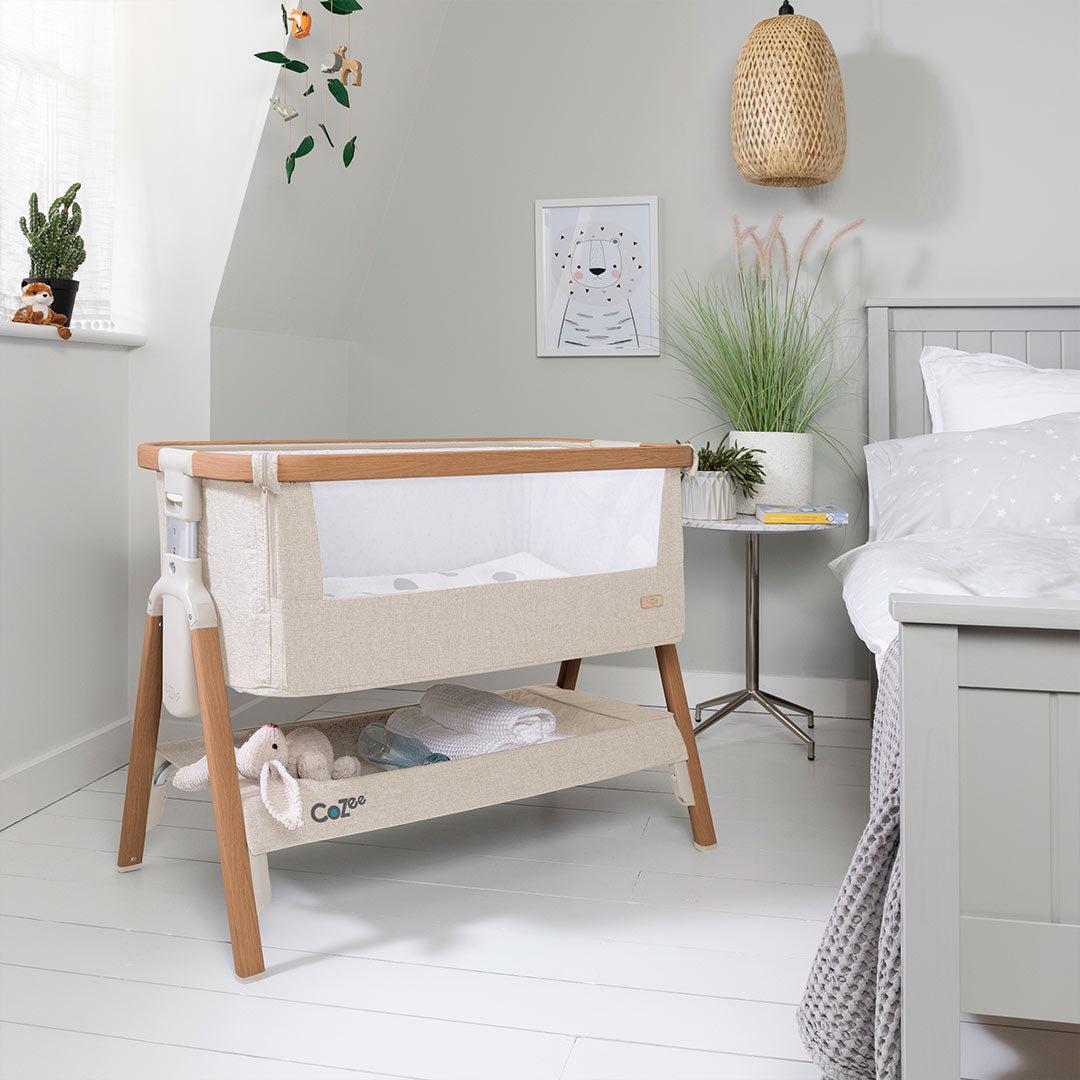  Tutti Bambini CoZee Bedside Crib - Scandinavian Walnut/Ecru、mySite、merchandisen