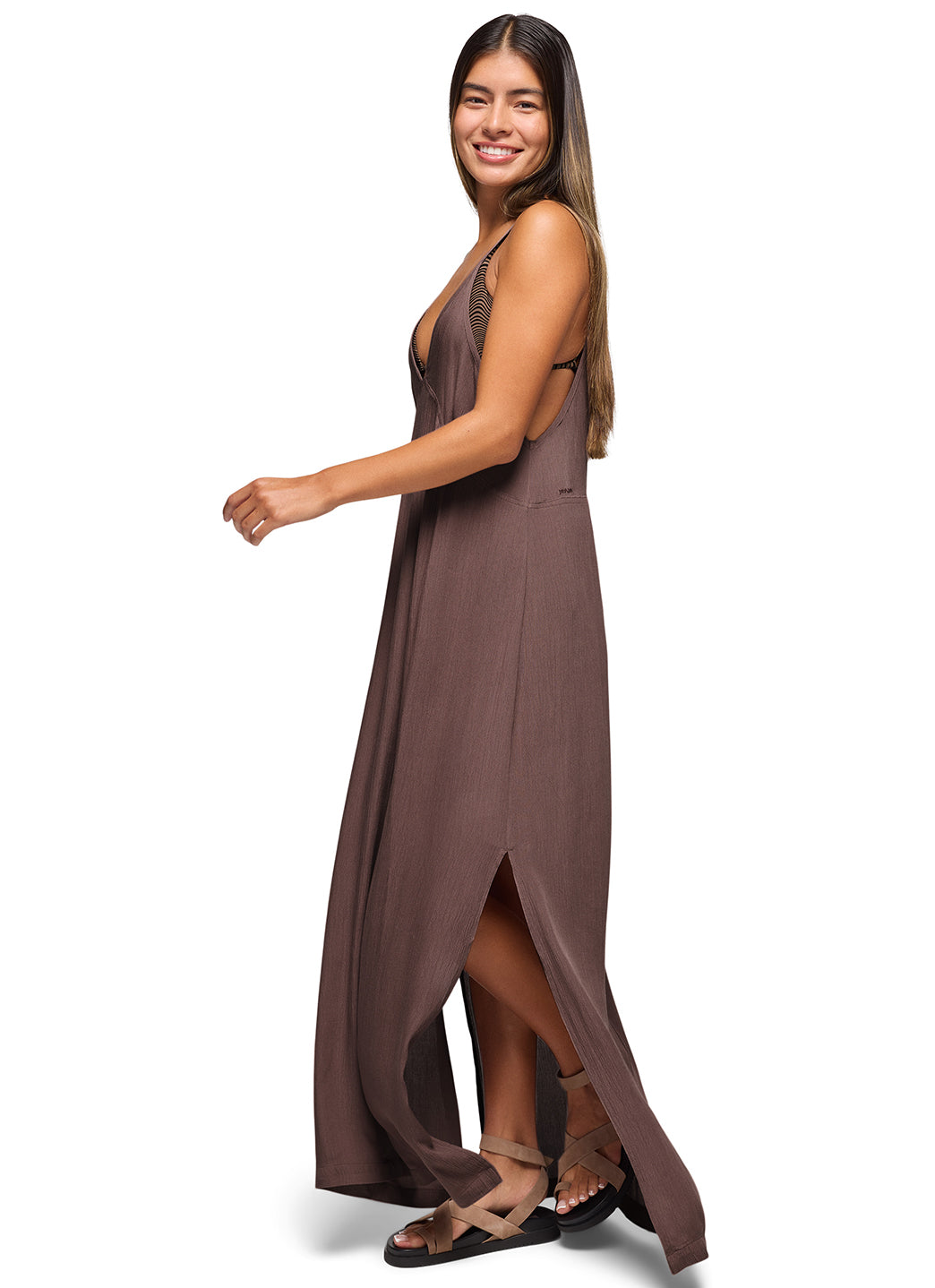 prAna Women's Solid Fernie V-Neck Maxi Dress、mySite、noshort
