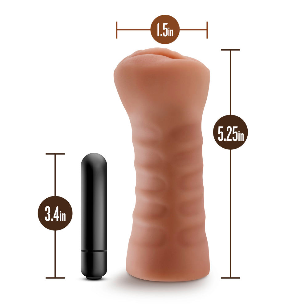 M For Men By Blush® | Sofia Realistic Mocha Vibrating Masturbator / Stroker、mySite、bottomscart