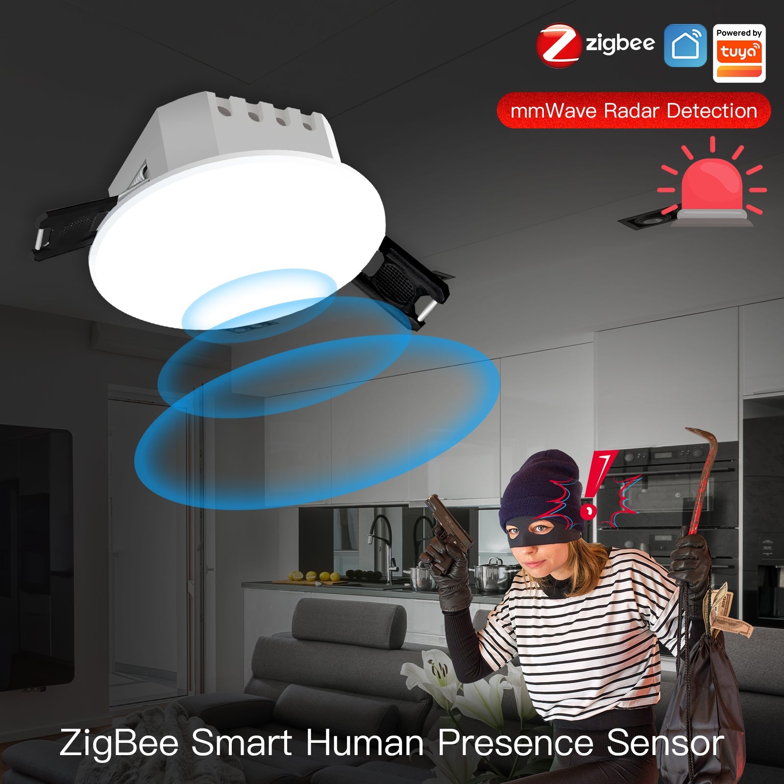 Zigbee/ Wifi Smart Human Presence Detector PIR mm Wave Radar Detection Sensor Ceiling Mount、mySite、fannypackpong