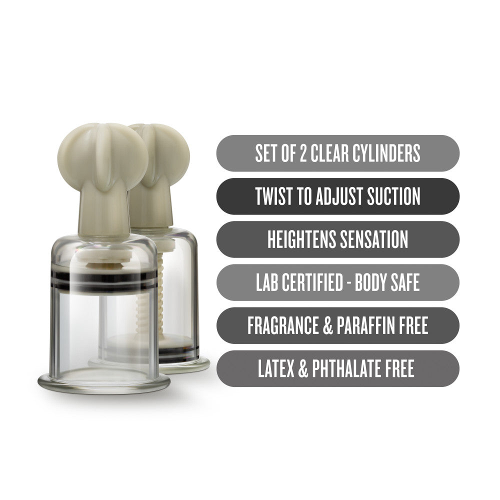 Temptasia By Blush® | Clit & Nipple Large Twist Suckers Set of 2 Clear Pump、mySite、bottomscart