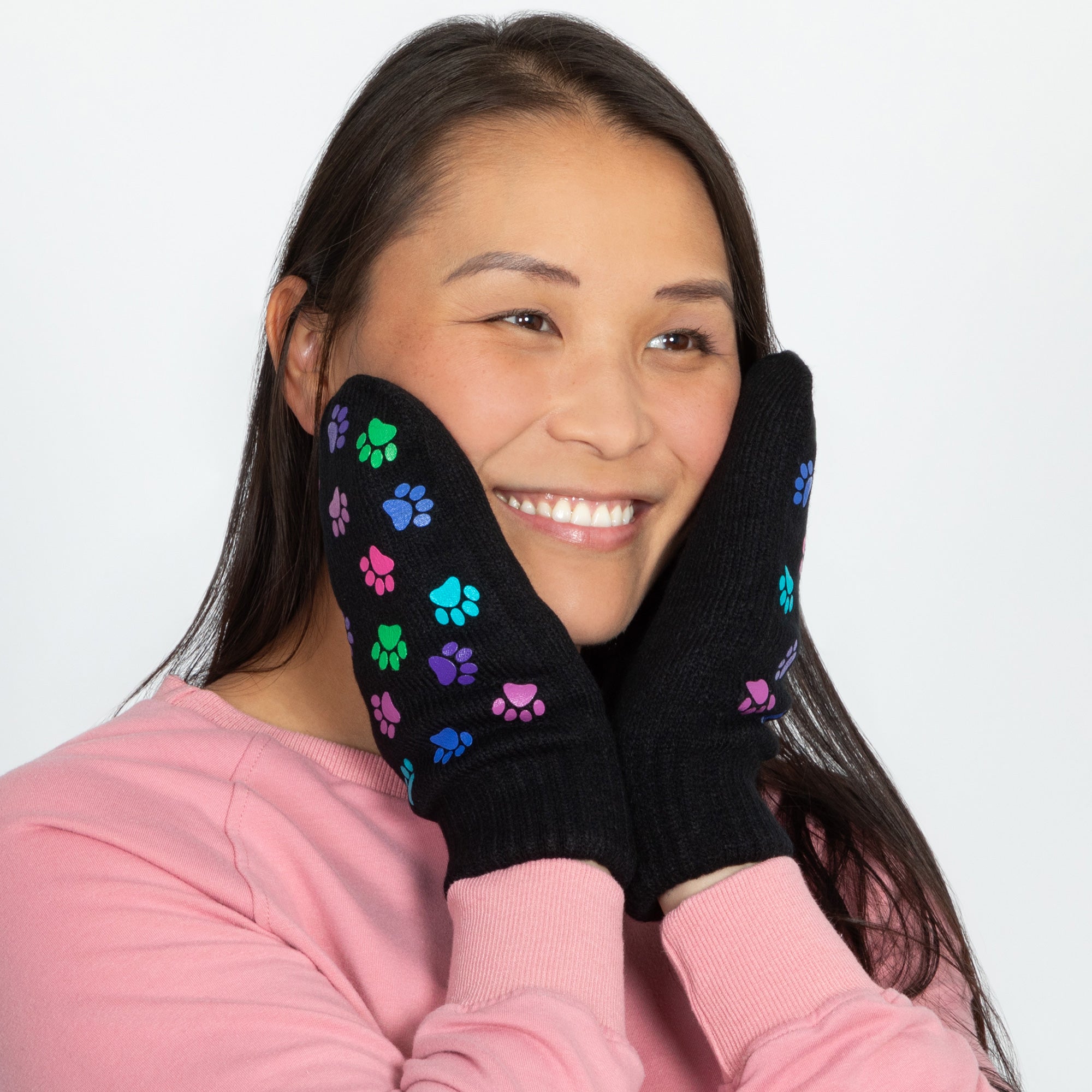 Pretty Paw Print Fleece-Lined Mittens、mySite、camillekostekn