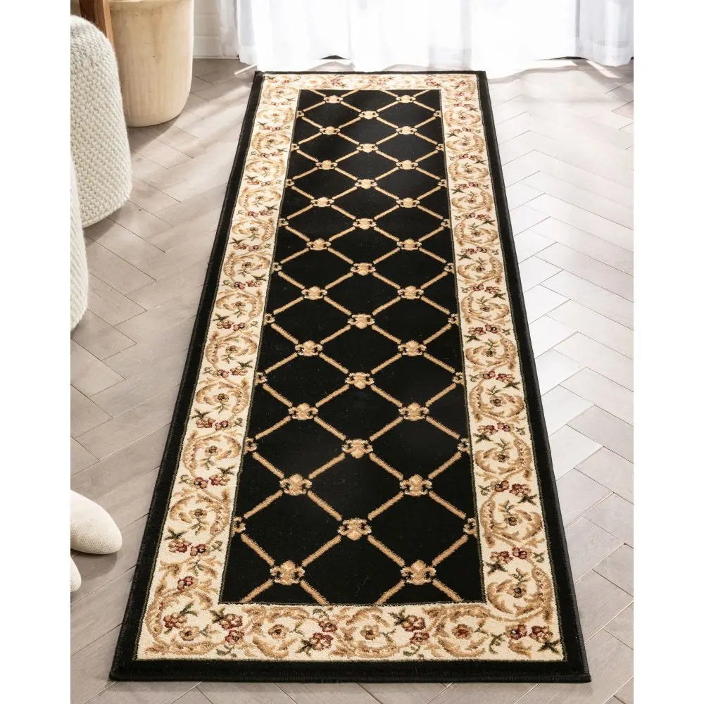 Fleur De Lis Black Formal Rug、mySite、gigharbornorthrealestate