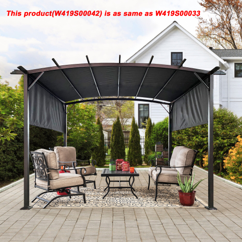 12 x 9 Ft Outdoor Pergola Patio Gazebo,Retractable Shade Canopy,Steel Frame Grape Gazebo,Sun shelter Pergola for Gardens,Terraces,Backyard Same as W419S00033、、eastwooduniform