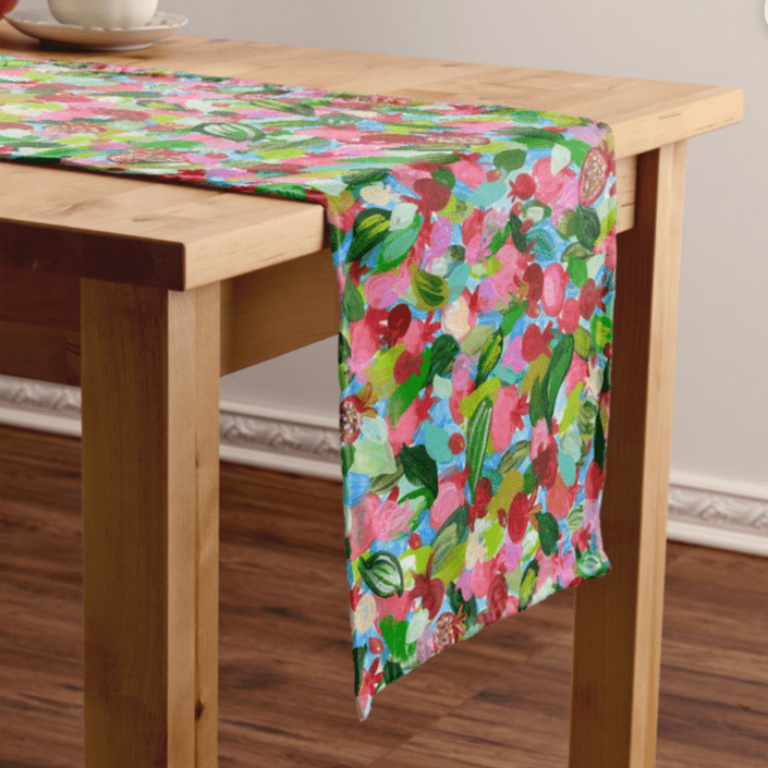 Red Pomegranates Rosh Hashanah Table Runner、mySite、topwebapps