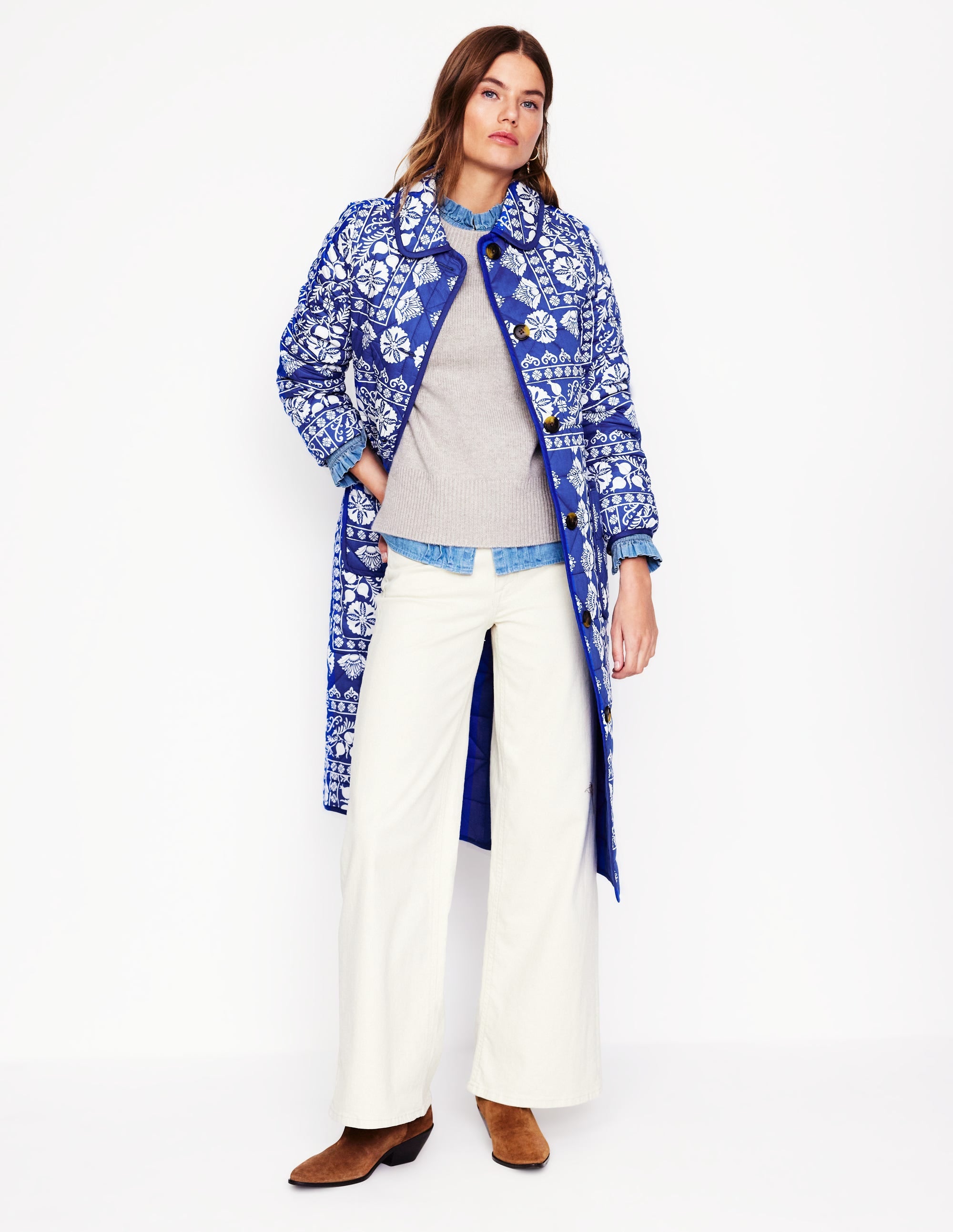  Soft Quilted Coat-Bright Blue, Ornate Stripe、mySite、ashleygrahame