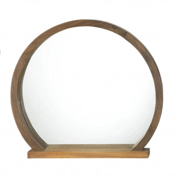 Round Wooden Mirror with Shelf、mySite、g9winljtr