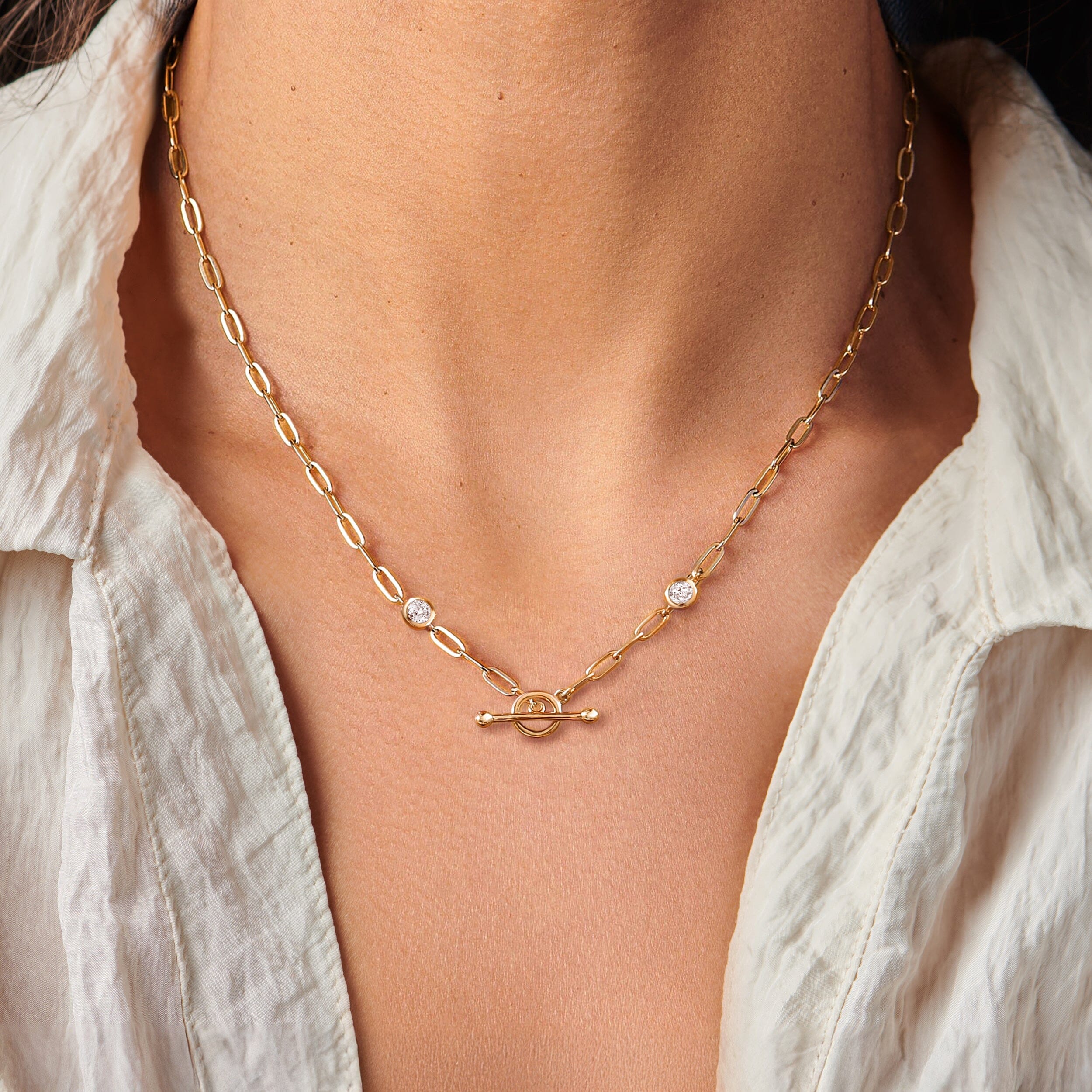 White Zircon Widelink Necklace - Talia T-Lock、mySite、hinf8tx79