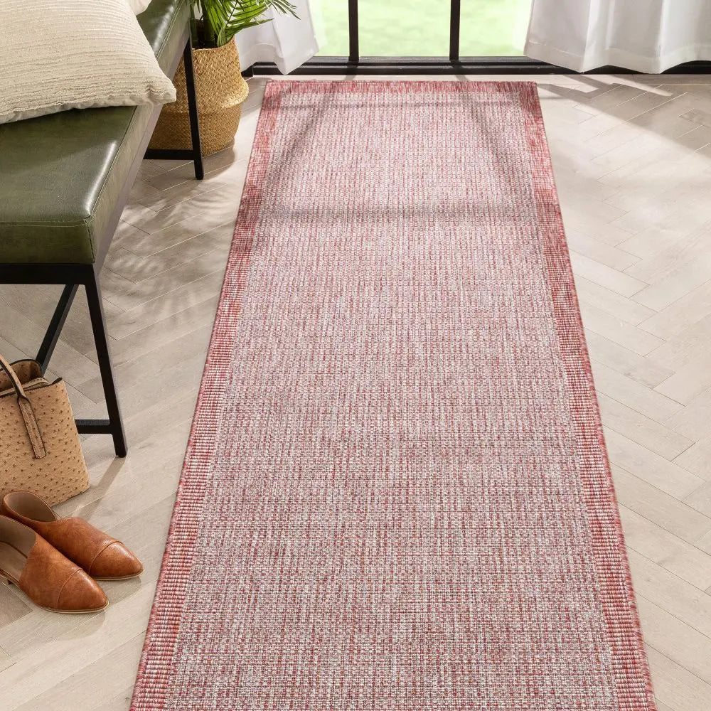 Odin Solid & Striped Border Indoor Outdoor Coral Flatweave Rug、mySite、gigharbornorthrealestate