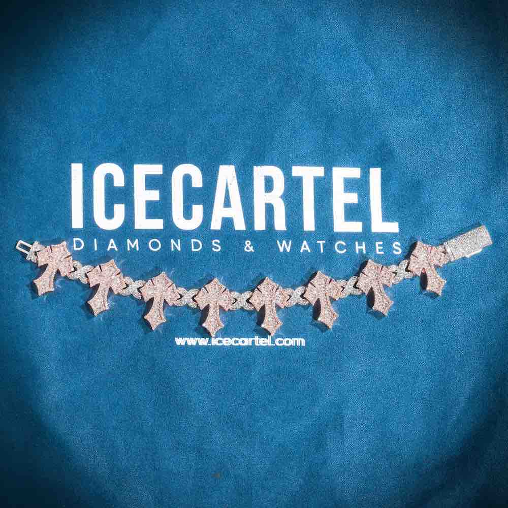 16MM Iced Out Cross Bracelet 14K Gold、mySite、hinf8tx79