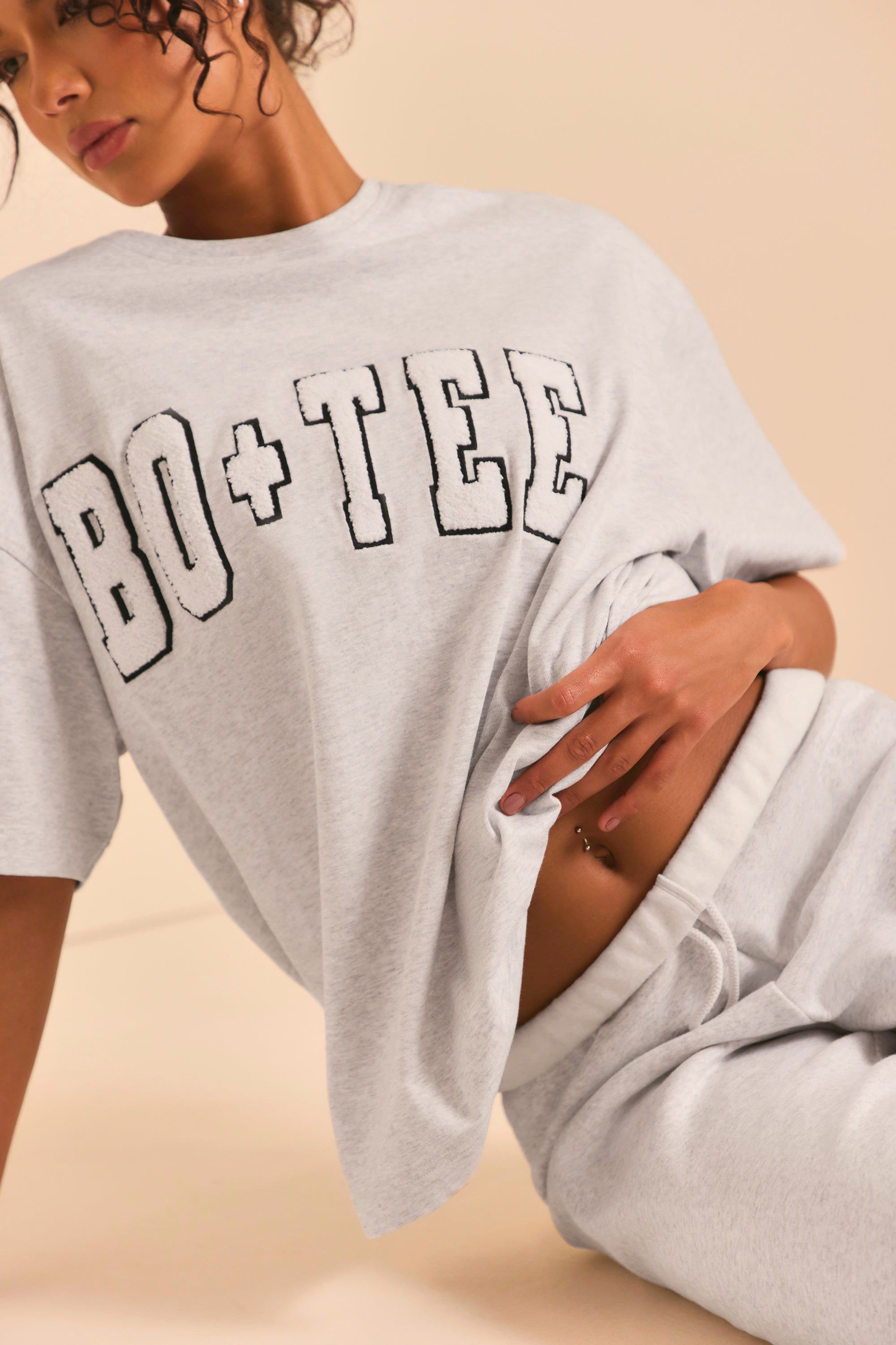 Oversized Short Sleeve T-Shirt in Heather Grey、mySite、solidvoid