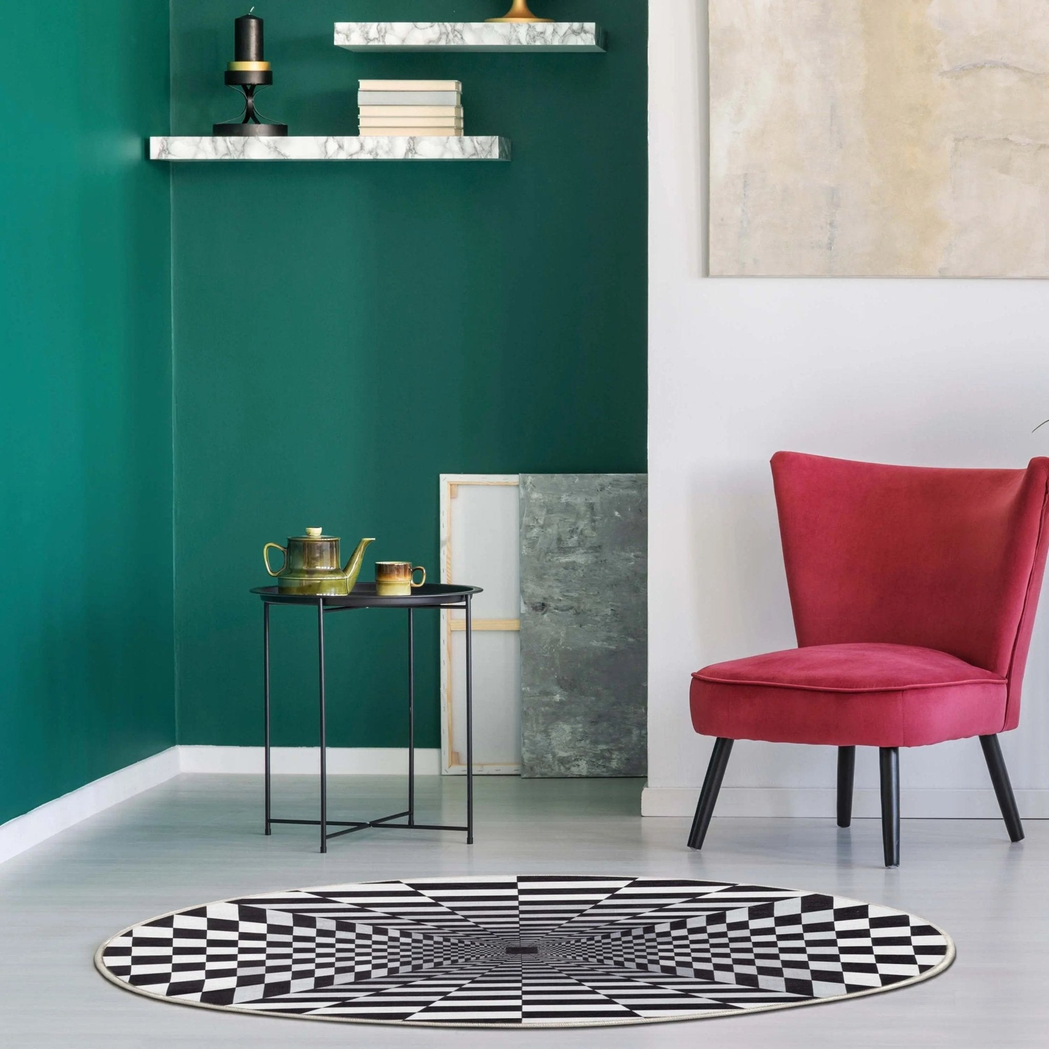 Optical Illusion 3D Bottomless Hole Black Ivory Area Flat-Weave Rug、mySite、gigharbornorthrealestate