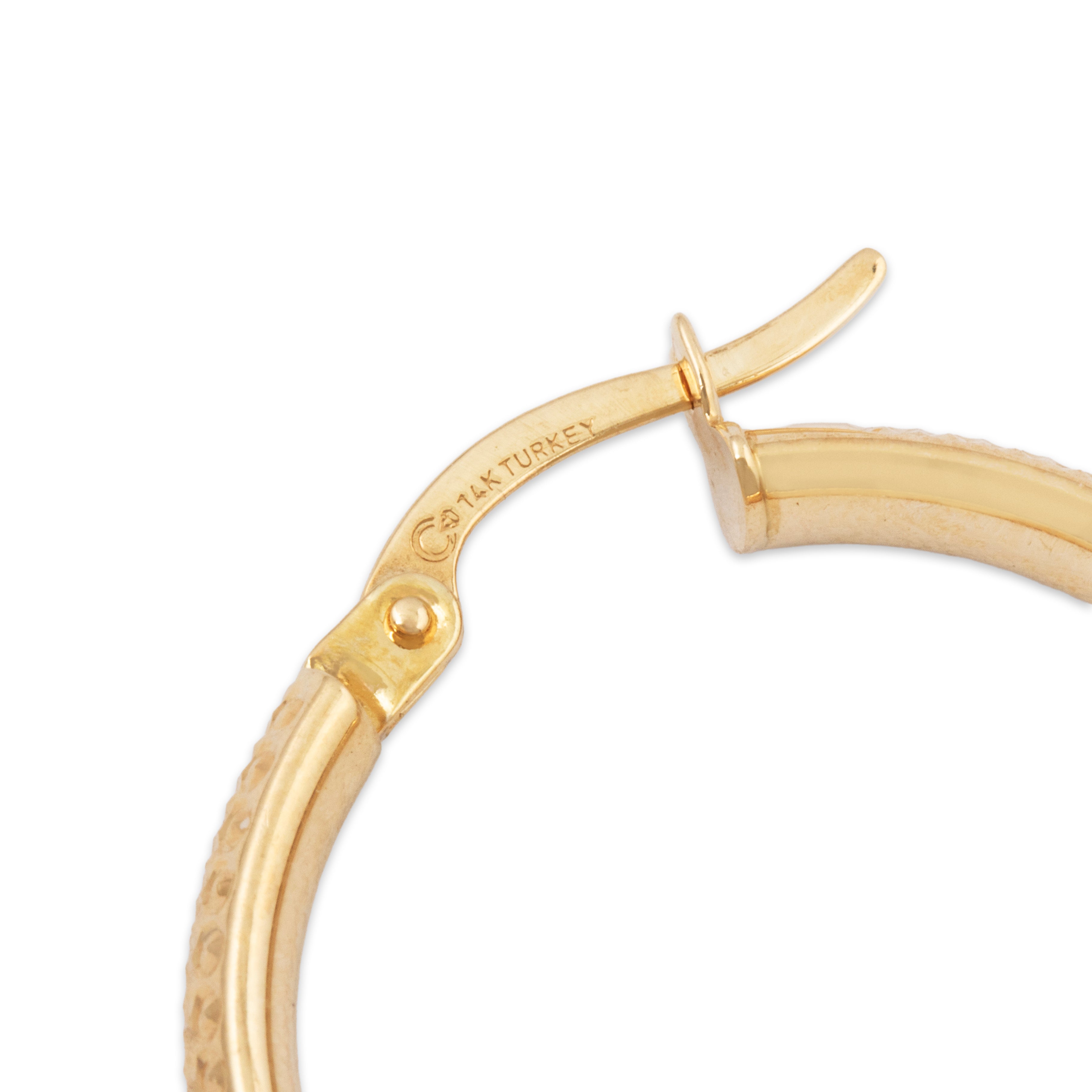 Vintage 14k Yellow Gold Sparkling Texture Hoop Earrings、mySite、hinf8tx79