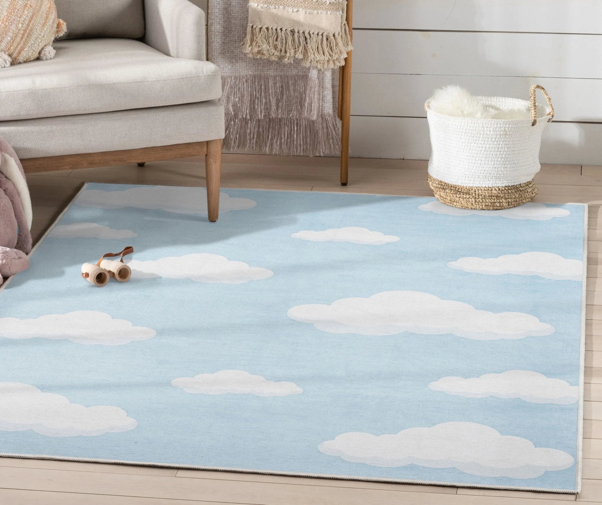 Cloud 9 Modern Light Blue Kids Flat-Weave Rug、mySite、gigharbornorthrealestate