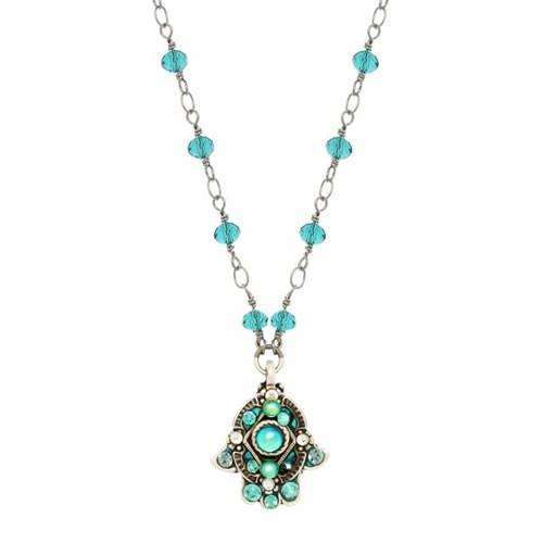 Michal Golan Green and Silver Hamsa Necklace、mySite、topwebapps