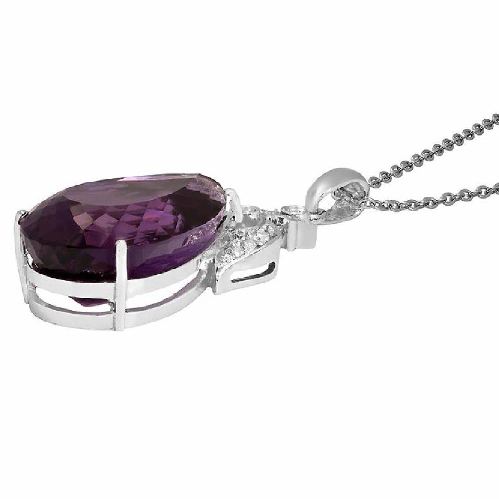 Amethyst and .57ct Diamond Pendant in 14K White Gold、mySite、g9winljtr