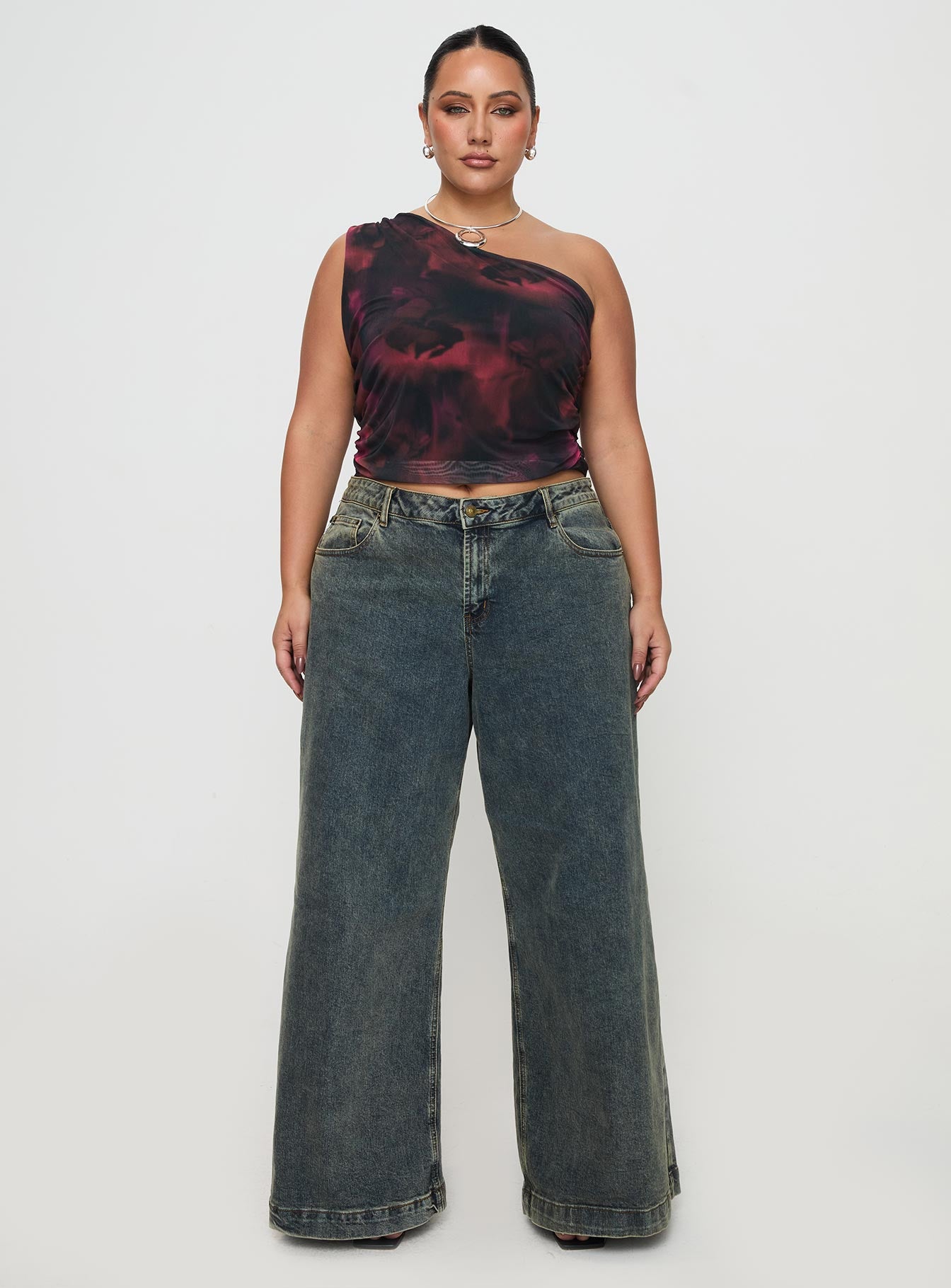 Annem One Shoulder Top Black / Red Curve、mySite、solidvoid