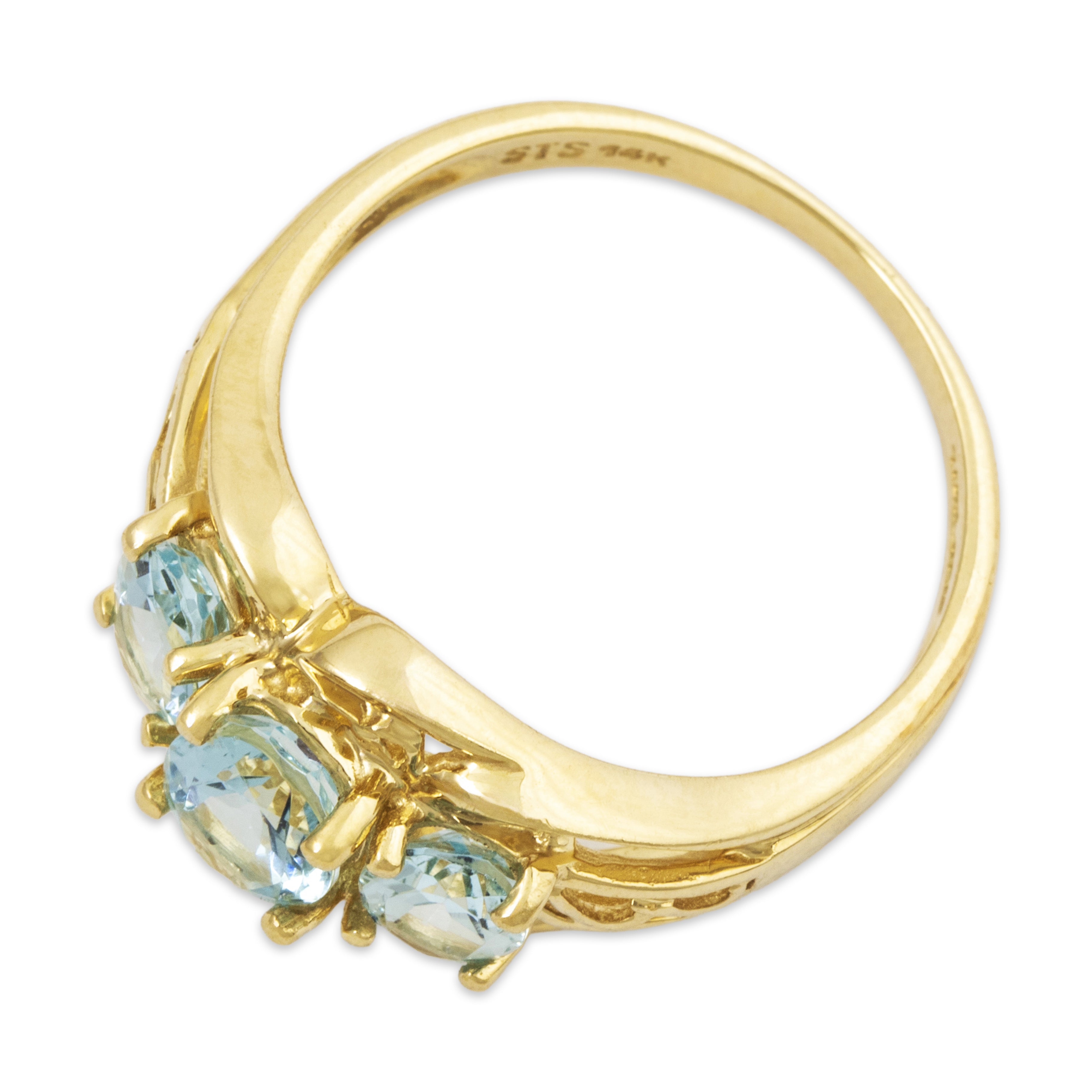 Vintage 14k Yellow Gold 1.3cttw Aquamarine Openwork Oval Trio Ring 6.00、mySite、hinf8tx79